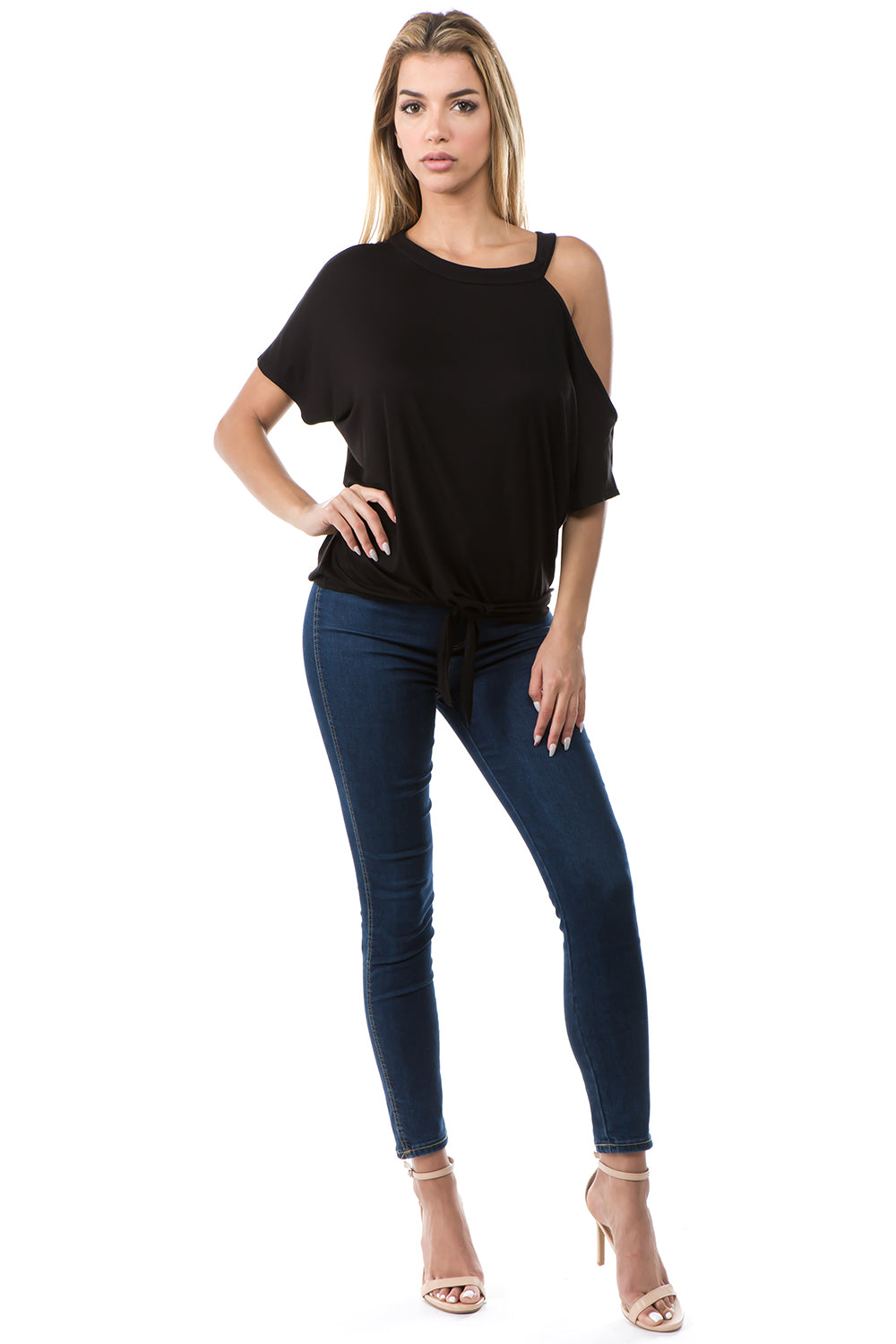 CALLA FRONT TIE TOP (BLACK)- VT2668