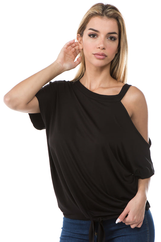 CALLA FRONT TIE TOP (BLACK)- VT2668