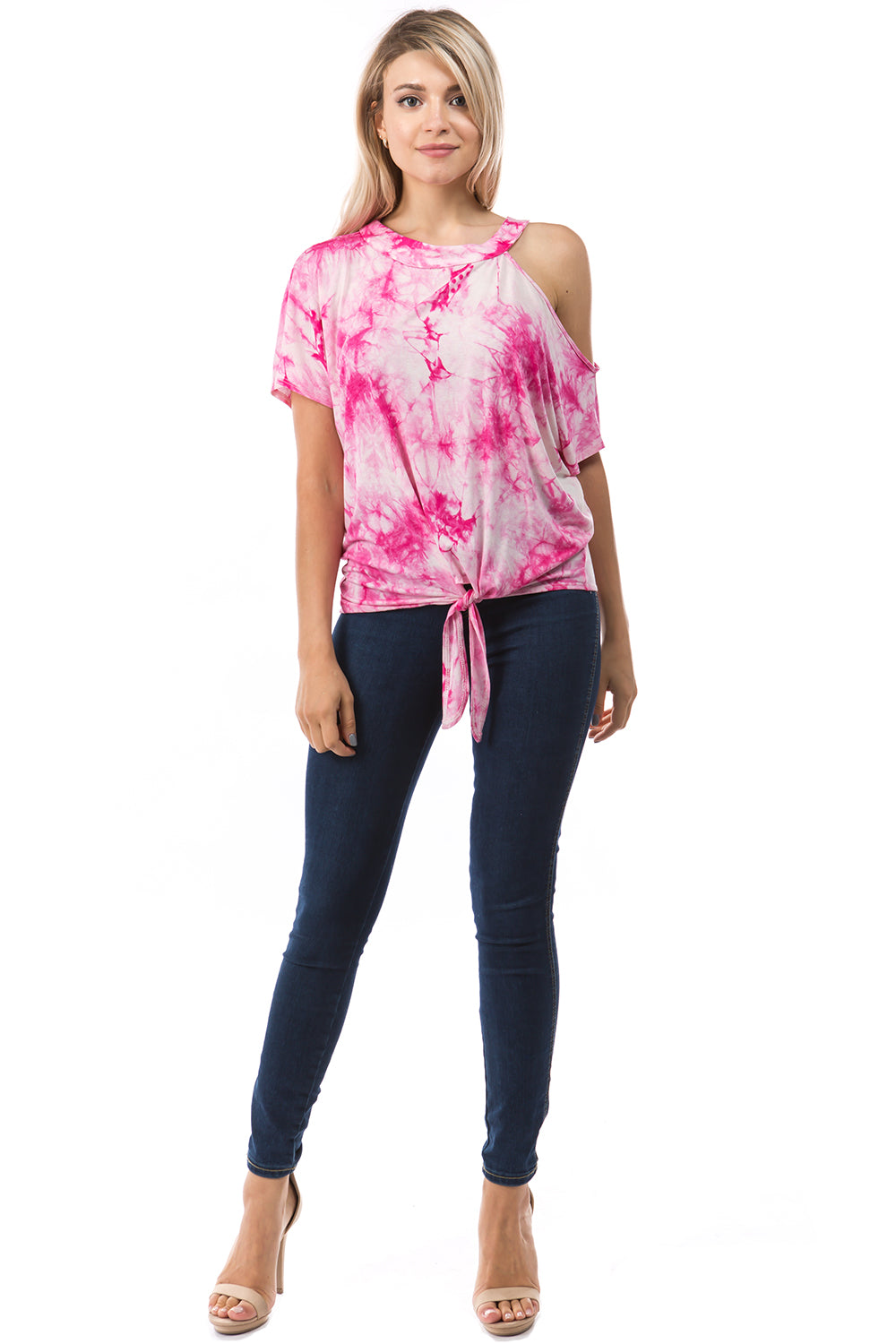 CALLA FRONT TIE TOP (FUSCHIA TIE DYE)- VT2668T