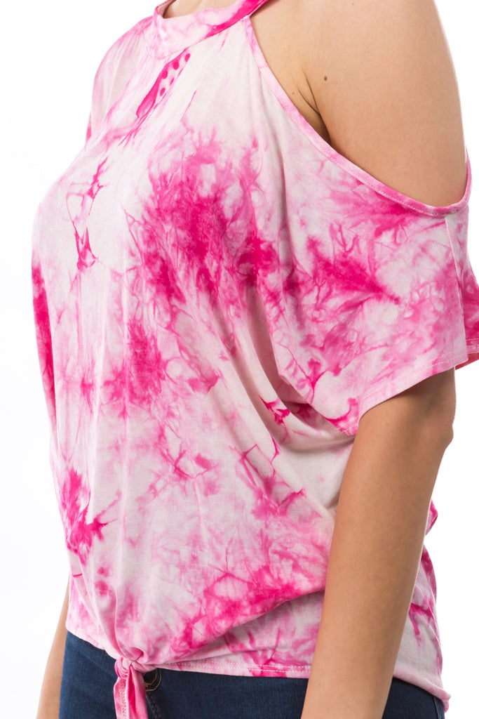 CALLA FRONT TIE TOP (FUSCHIA TIE DYE)- VT2668T