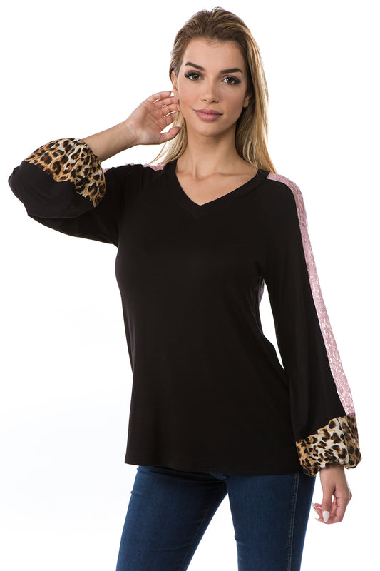 ADIRA LONG SLEEVE TOP (BLACK)- VT2694