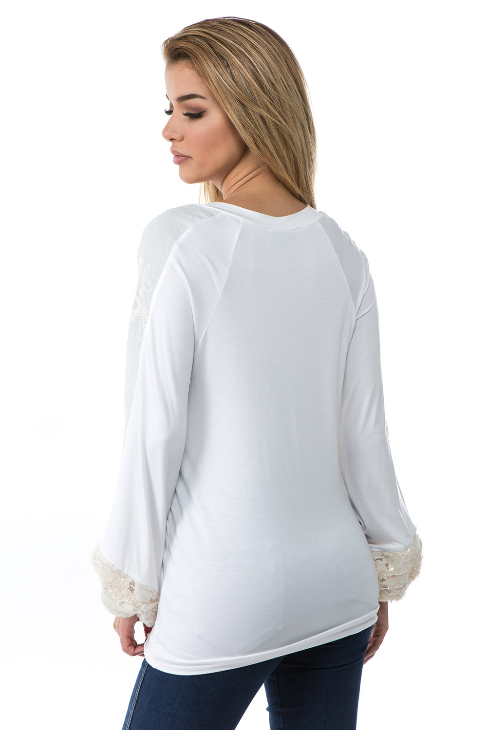 ADIRA LONG SLEEVE TOP (IVORY)- VT2694