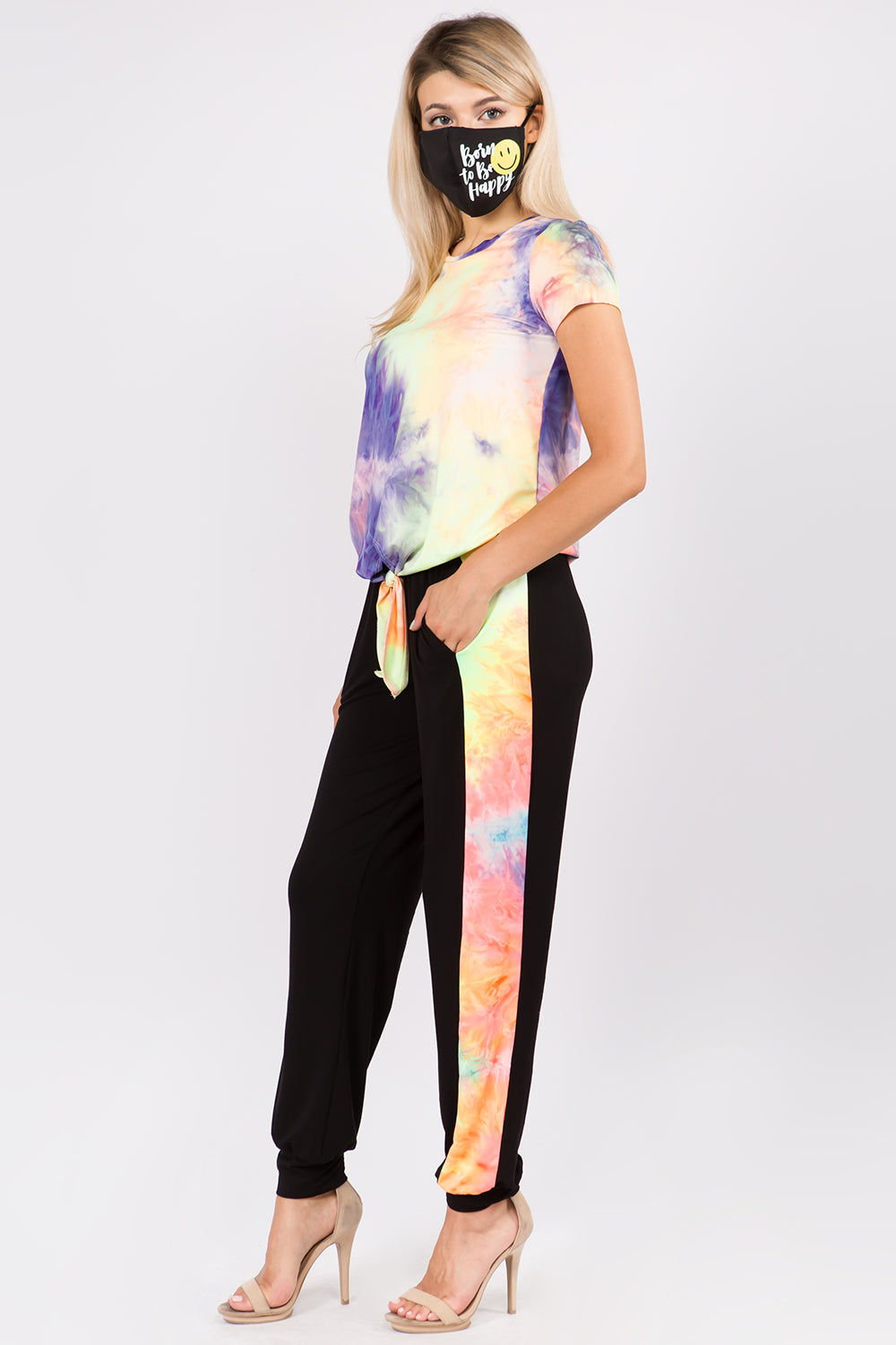 AGNES PANTS (BLACK/NEON GREEN TIE DYE)-VP2769