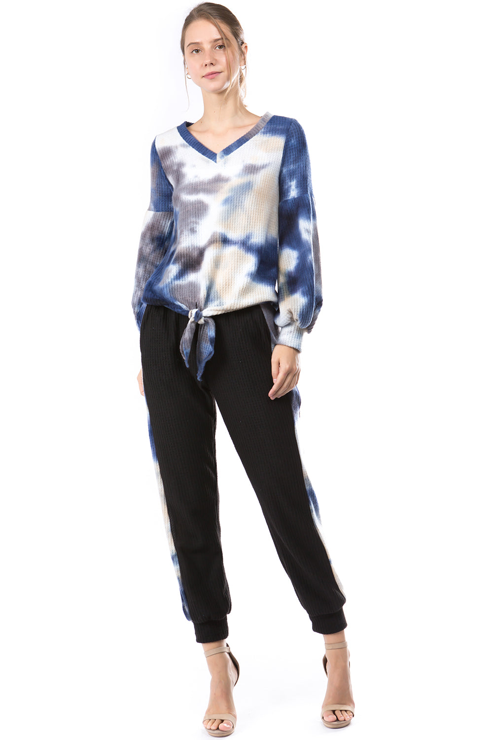 AGNES PANTS (BRUSH BLACK/BRUSH TAUPE BLUE TIE DYE)-VP2769