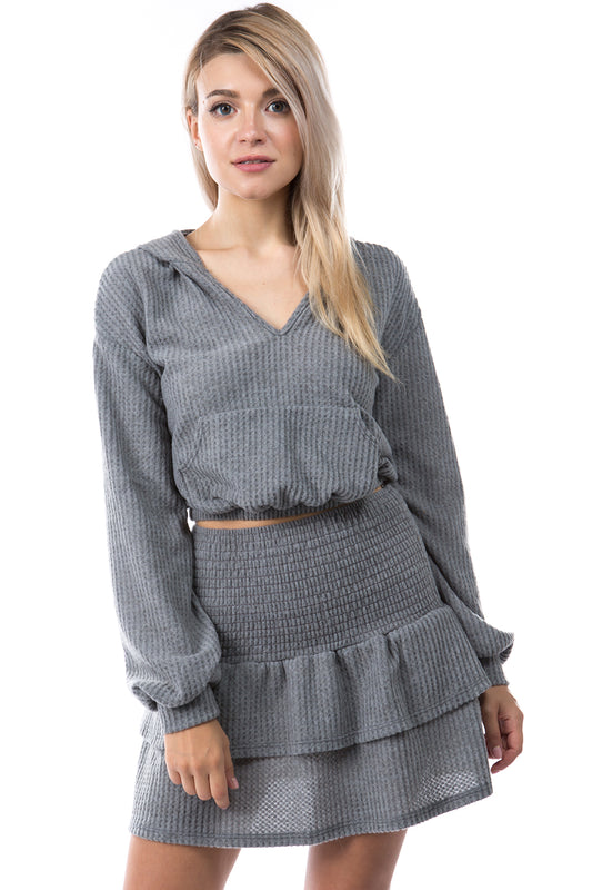 EDITH HOOD CROP TOP (BRUSH GREY)-VT2801