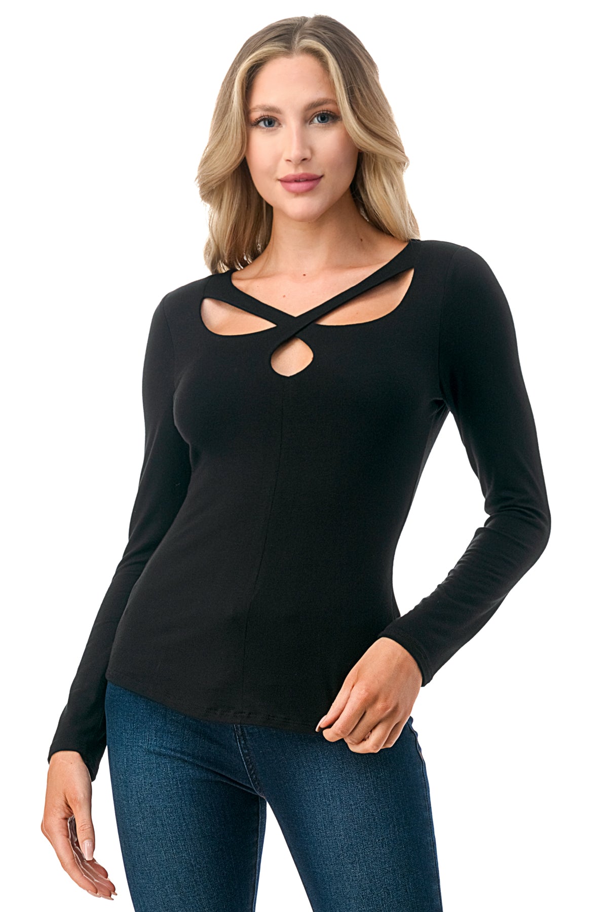 DEBBY CROSS BAND TOP (BLACK)- VT3083