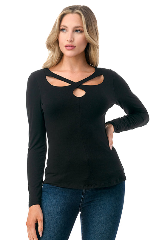 DEBBY CROSS BAND TOP (BLACK)- VT3083