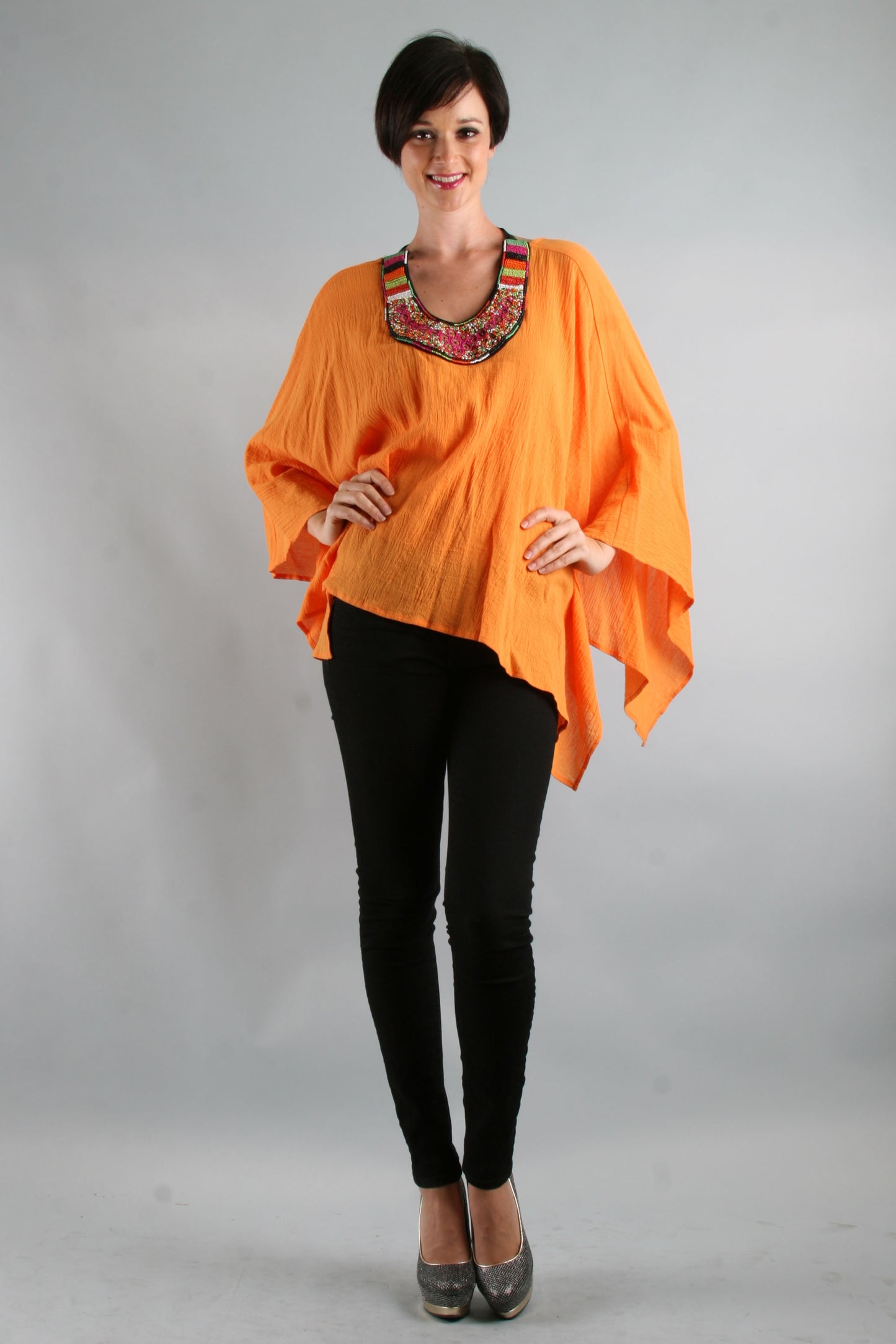 FIONA PONCHO TOP (ORANGE)- VT7447