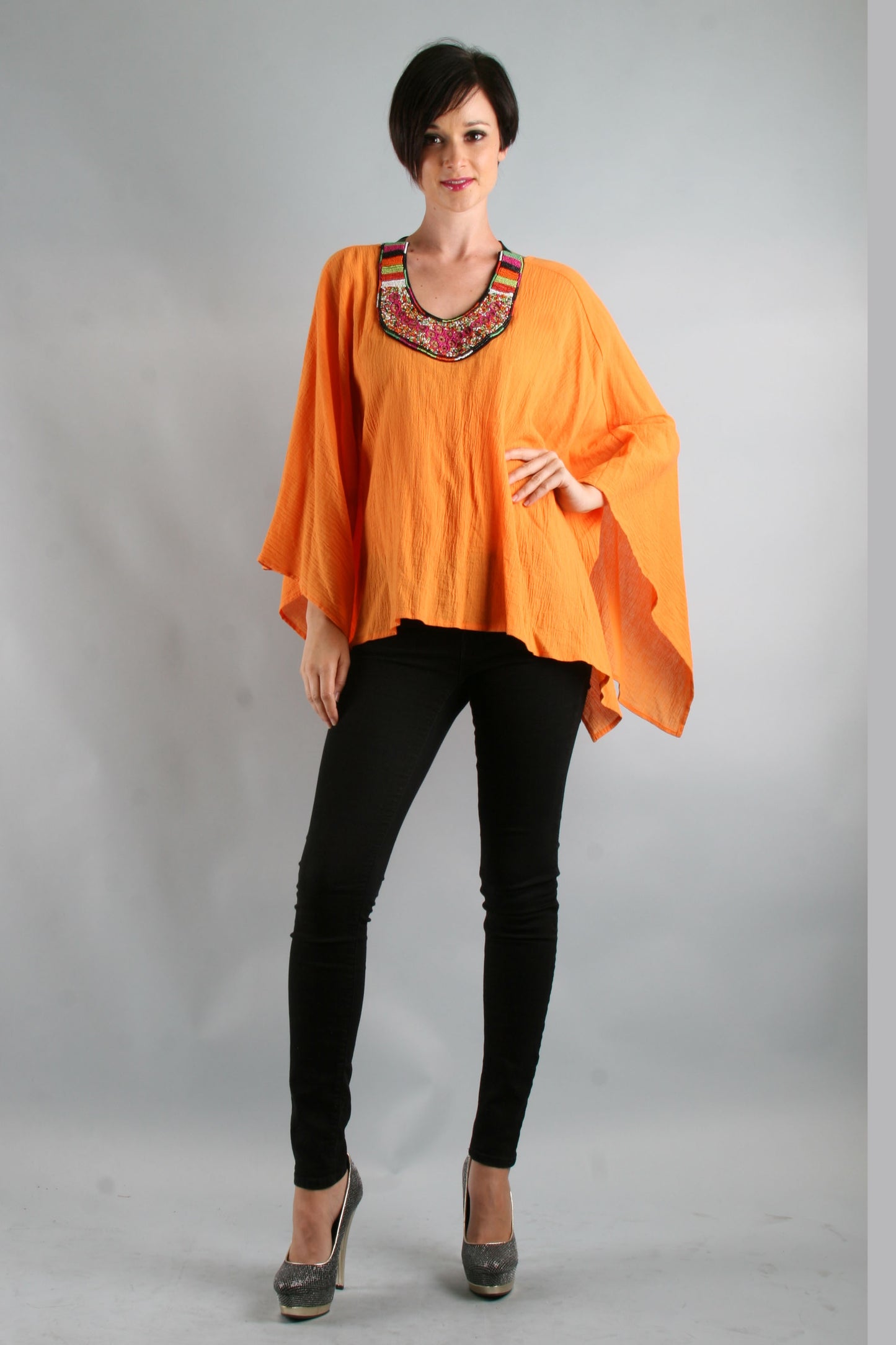 FIONA PONCHO TOP (ORANGE)- VT7447