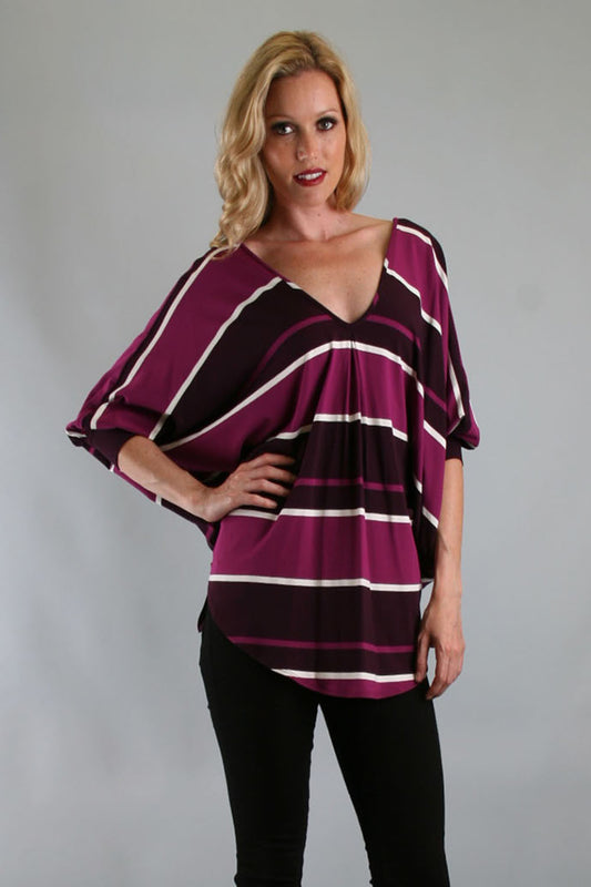 VERONICA BACK TIE TOP (PURPLE STRIPE)-VT7873