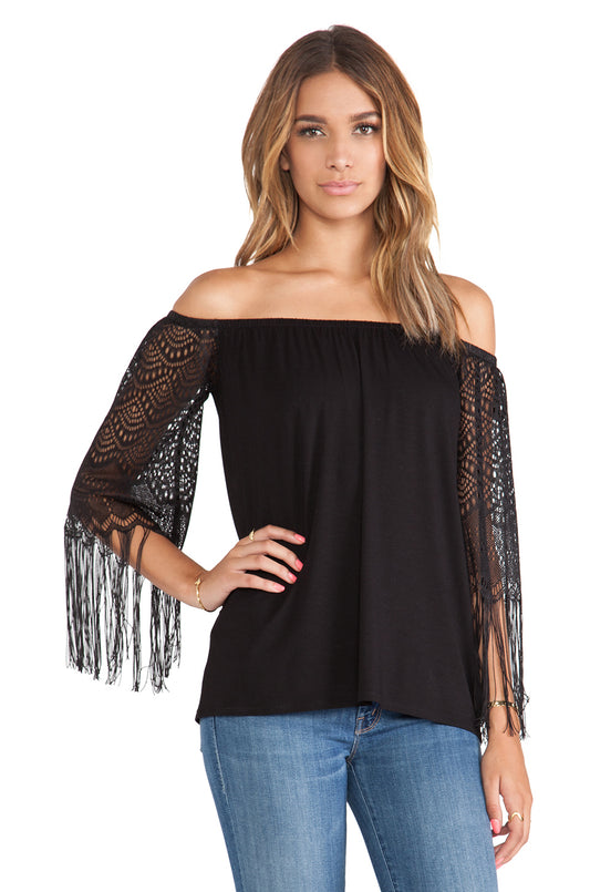 Farrah Off Shoulder Top (BLACK)-VT9214