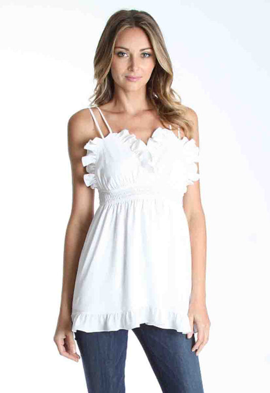 MAGDALENE BABYDOLL TOP (WHITE)- VT9748