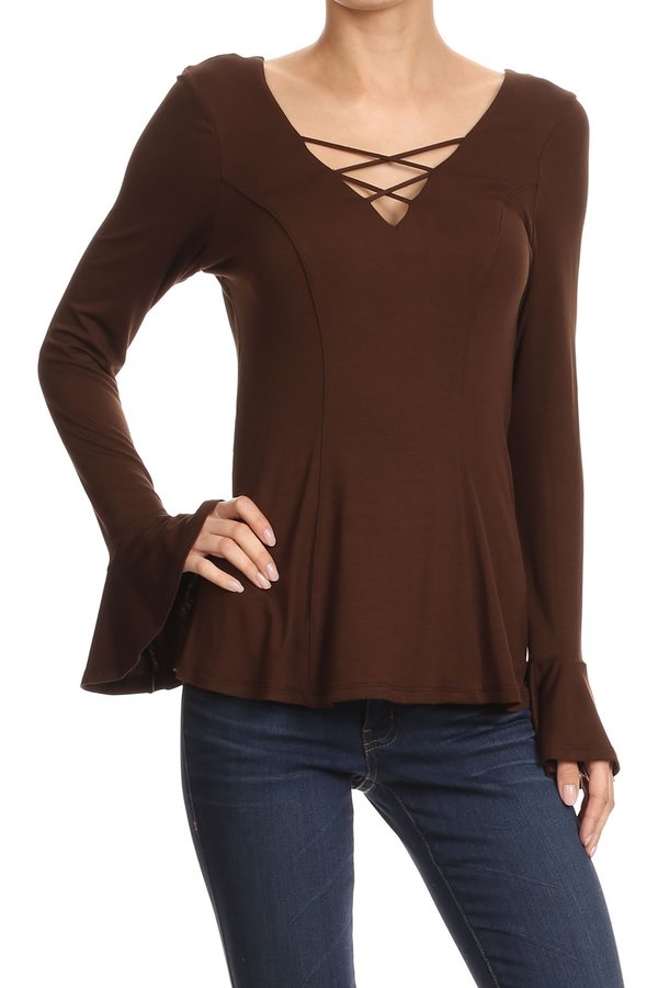 ORLANTHA BELL SLEEVE TOP (AVAILABLE IN VARIOUS COLORS)-VT1553