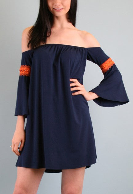 ROBIN BELL SLEEVE DRESS (BLACK, NAVY)-JD8480