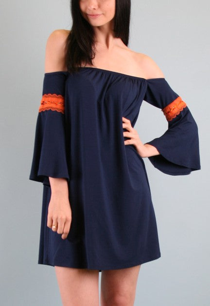 ROBIN BELL SLEEVE DRESS (BLACK, NAVY)-JD8480