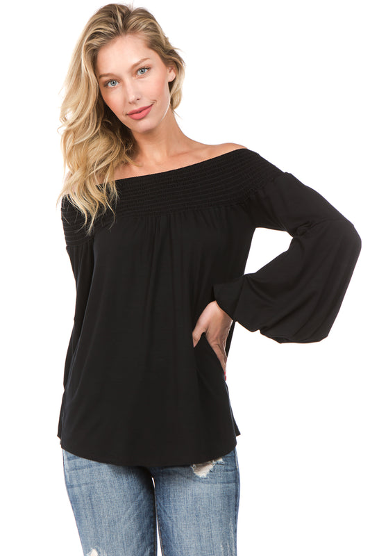 LAYLA OFF SHOULDER TOP (Black)- VT2215