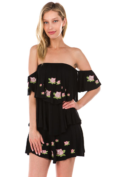 ROESIA OFF SHOULDER DRESS (Black)-CVD1689