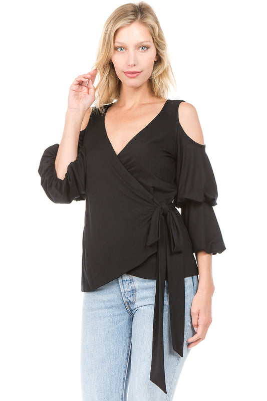 ISADORA WRAP TOP (Black)- VT2165